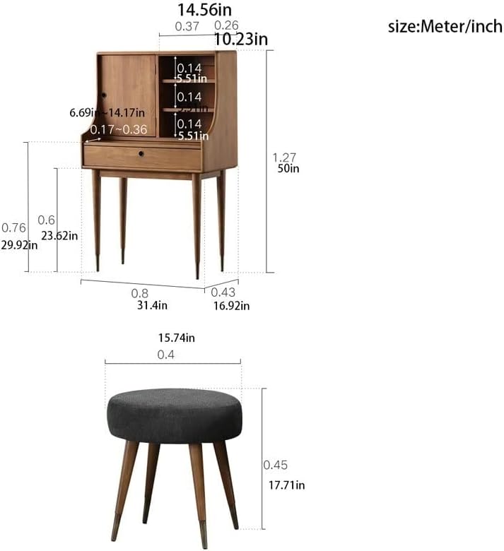Vanity Benches Dresser Set Modern Ladies Dresser Multifunctional Table Simple Dresser Bedroom Small Dresser with Stool (Color : A)