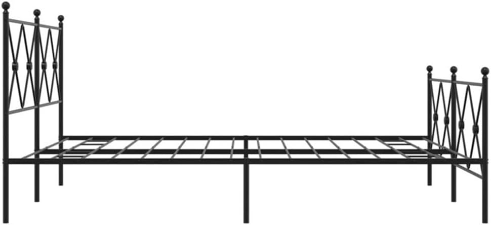 BOWERY HILL Rectangular Powder-Coated Steel King Bed Frame, Black Finish, Sturdy Metal Construction, Headboard and Footboard, Spacious Under-Bed Storage, Easy Assembly, Modern Bedroom Furniture