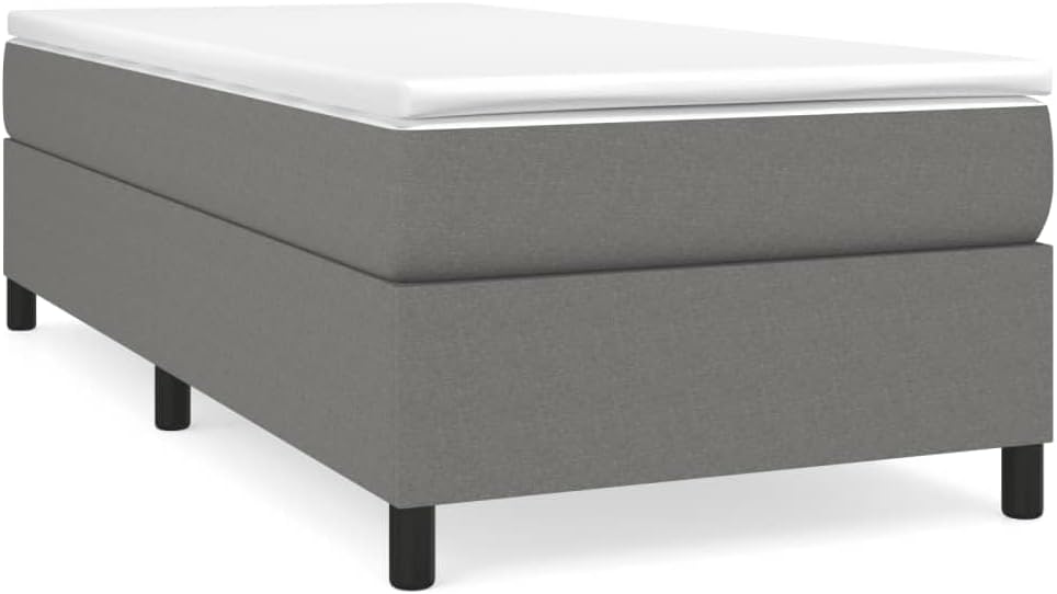Dark Gray Twin Fabric Bed Frame with Polyester Plywood Engineered Wood, Breathable Material and Sturdy Construction for Modern Bedroom, Durable Design Soft Fabric Cover Sleek