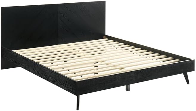 Maykoosh King Bedroom Set 3 Piece - Wood Platform Bed Frame & Nightstands - Black
