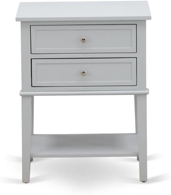 East West Furniture NL19K-2VL14 3 Piece King Size Bedroom Set - Button Tufted Wood Bed - Linen white Velvet Fabric Upholstered Headboard and an Urban Gray Finish Nightstand