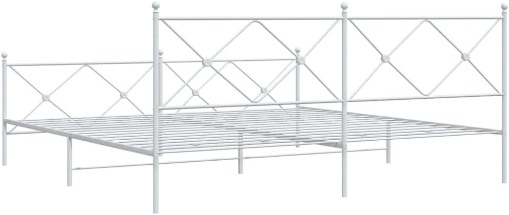 Metal Bed Frame with Footboard White King Size 76'x79.9' Steel Construction Heavy Duty Platform Bed with Underbed Storage Space for Bedroom Furniture