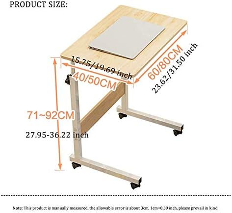 Extendable Rolling Mobility Table Over Bed,Overbed Table Wheels Bedside Desk C-Shaped Base Laptop Desk Home Office Mobile Lap Table, Mobile Laptop Computer Stand Bedside Table Port