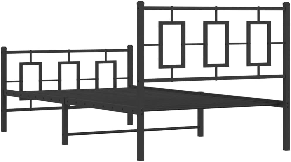 Twin Bed Frame Black Powder-Coated Steel Rectangular Sturdy Metal Frame with Under-Bed Storage Sleek Design for Bedroom Furniture