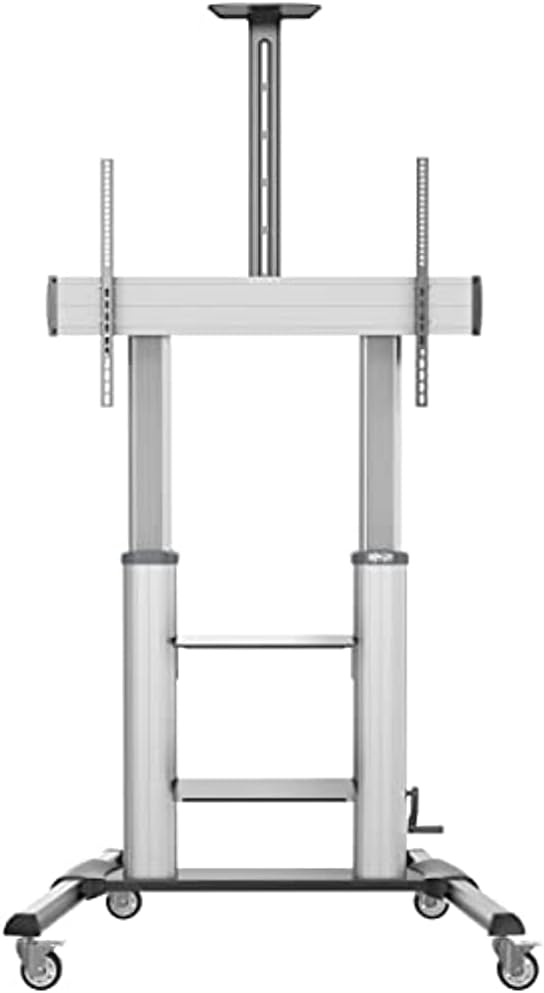 Tripp Lite Mobile TV Stand with Height-Adjusting Microbrial Resistant Crank Handle, LED/OLED/LCD Flat Screen Monitors, 60' – 100' Televisions, Shelf & Locking Wheels, 5-Year Warranty (DMCS60100XXCK)