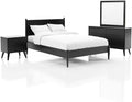 HOMES: Inside + Out Debonaze Mid-Century Modern E. King 4-Piece Bedroom Set, Eastern, Black
