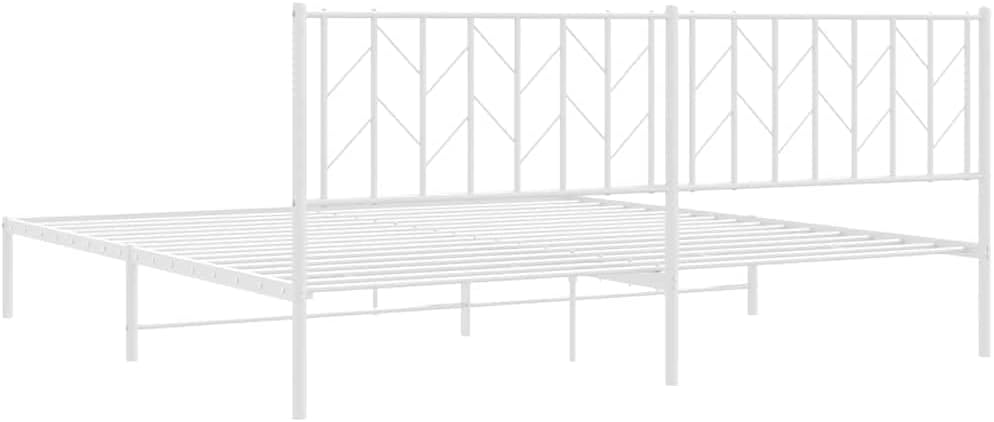 Metal Bed Frame King Size with Headboard White Steel Platform Bed Frame Sturdy Bedframe with Underbed Storage Space for Bedroom Guest Room