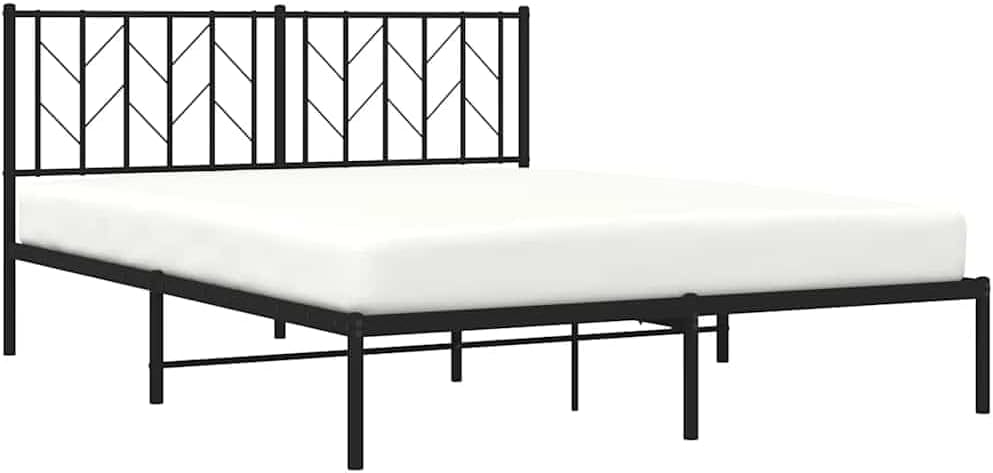 Queen Bed Frame Metal Platform Bed Frame with Headboard Black 59.1'x78.7' Sturdy Steel Construction Underbed Storage Space for Bedroom Guest Room Furniture