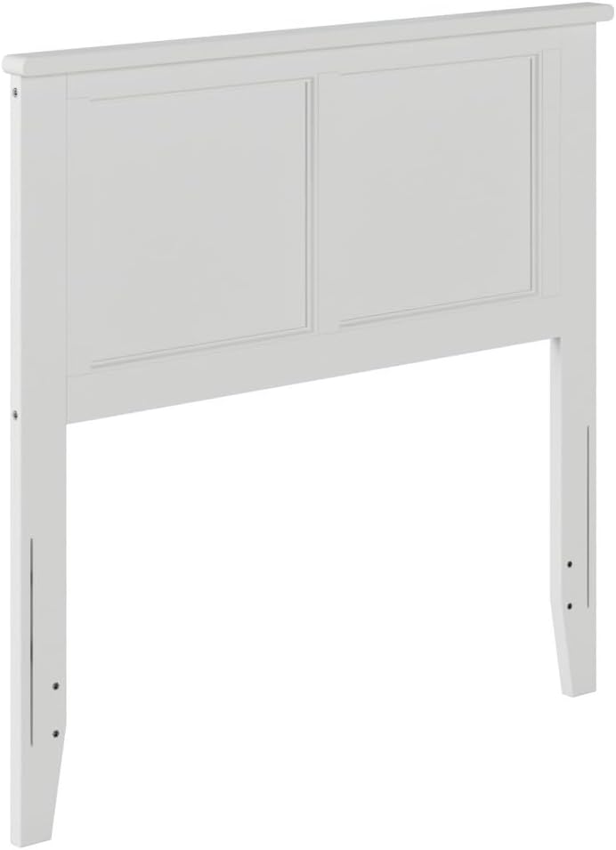 HomeStock Victorian Headboard with USB Charger Wood Panel Design Metal Bed Frame Compatible White/Twin