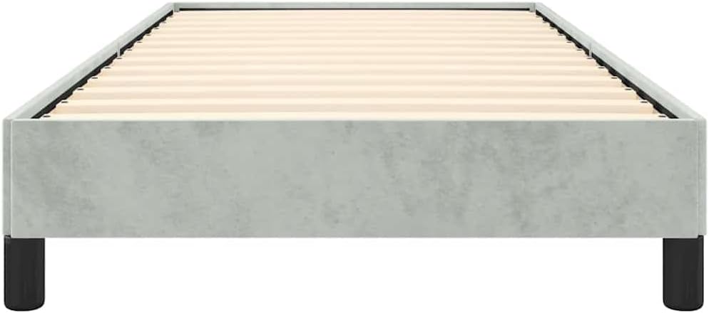 Light Gray Velvet Twin Bed Frame with Plywood and Engineered Wood, Breathable Fabric and Sturdy Build for Modern Bedroom, 4-Piece Set