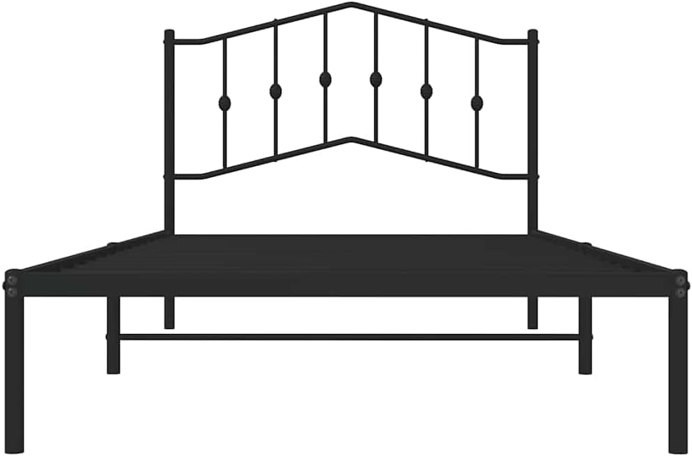 Black Steel Twin Bed Frame Rectangular Modern Design with Strong Metal Slats for Solid Support and Sleek Minimalist Vibe, 39.4 in x 78.7 in Dimensions, Powder-Coated Durable