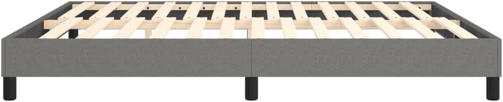 Dark Grey King Size Fabric Bed Frame with Engineered Wood Legs, 4-Piece Set for Modern Bedroom, Breathable Polyester Upholstery and Sturdy Plywood Construction, Easy