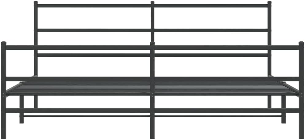 Modern Black Metal Bed Frame with Powder-Coated Steel Construction 76 x 79.9 Inches, Minimalist Design for Bedroom, Sturdy Support and Ample Underbed Storage Space, Easy