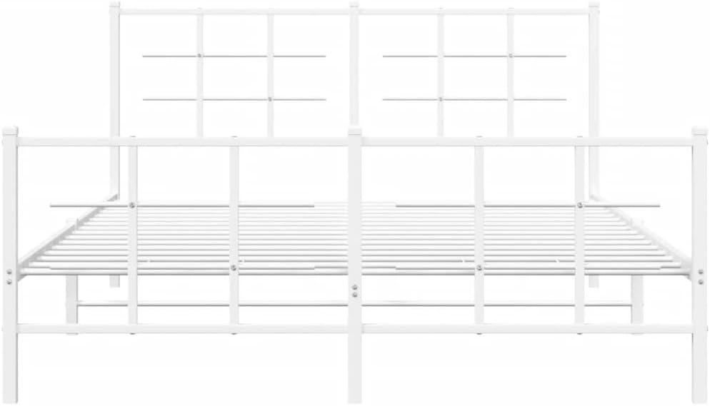 White Metal King Size Bed Frame Heavy-Duty Steel Construction Rectangular Modern Sleek Finish for Bedroom Furniture