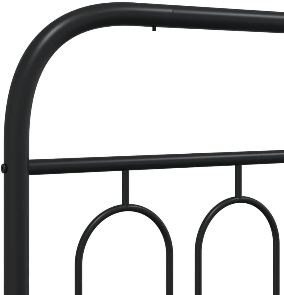 King Size Bed Frame Metal Bedframe with Footboard Black 76'x79.9' Steel Platform Bed Base with Storage Space Underneath Sturdy Construction for Bedroom Furniture