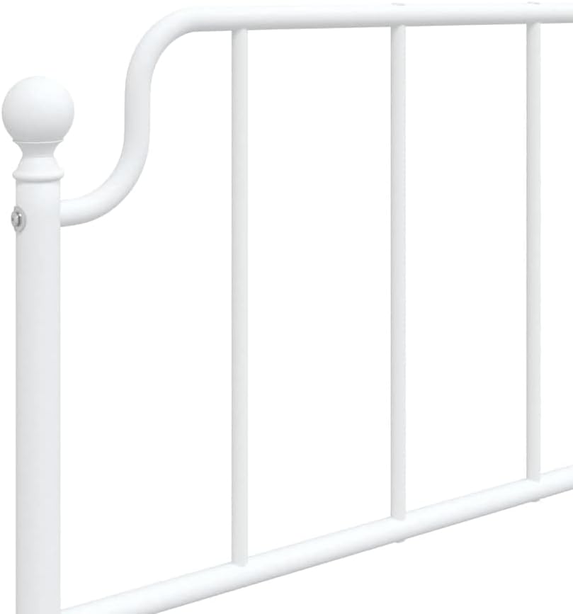 Metal Bed Frame with Headboard White Queen/Twin Size Platform Bed Frame Steel Construction Underbed Storage No Box Spring Needed for Bedroom