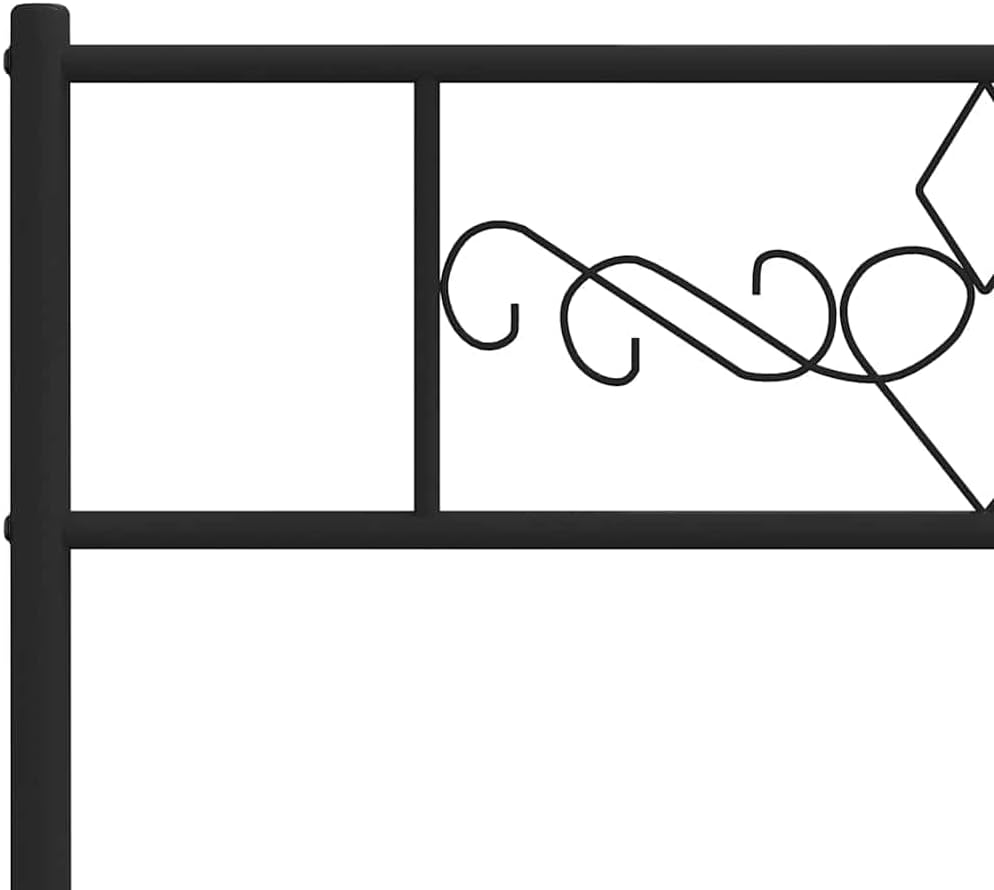 Queen Platform Bed Frame 76 x 80 Inch Black Powder-Coated Steel Modern Metal Bed Frame with Headboard Low Profile Design Sturdy Support for Bedroom