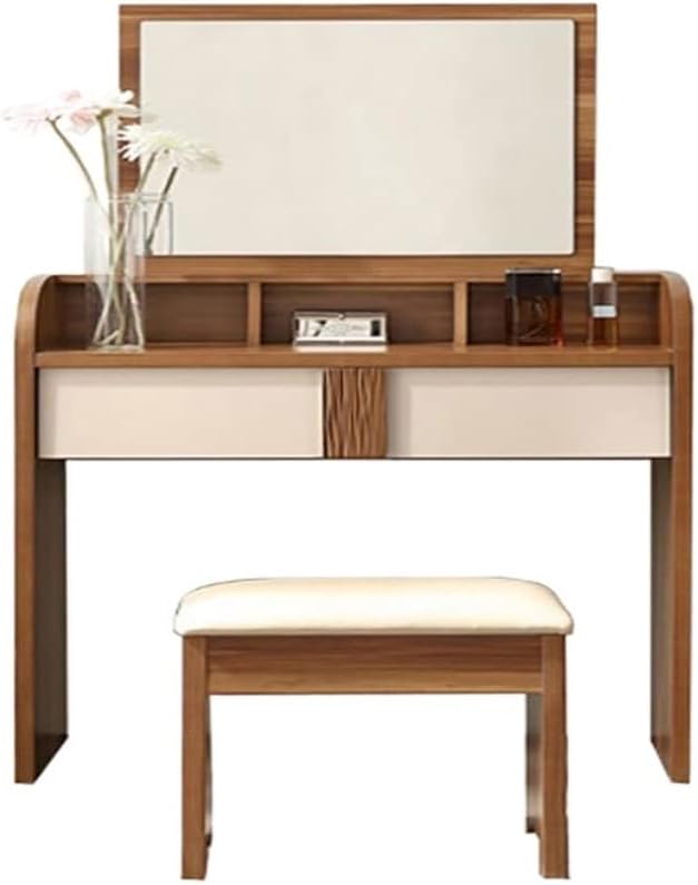 Vanity Benches Dresser Set Simple Modern Small Bedroom Vanity Table Storage Dresser with Stool Makeup Table with Drawers (Color : A)