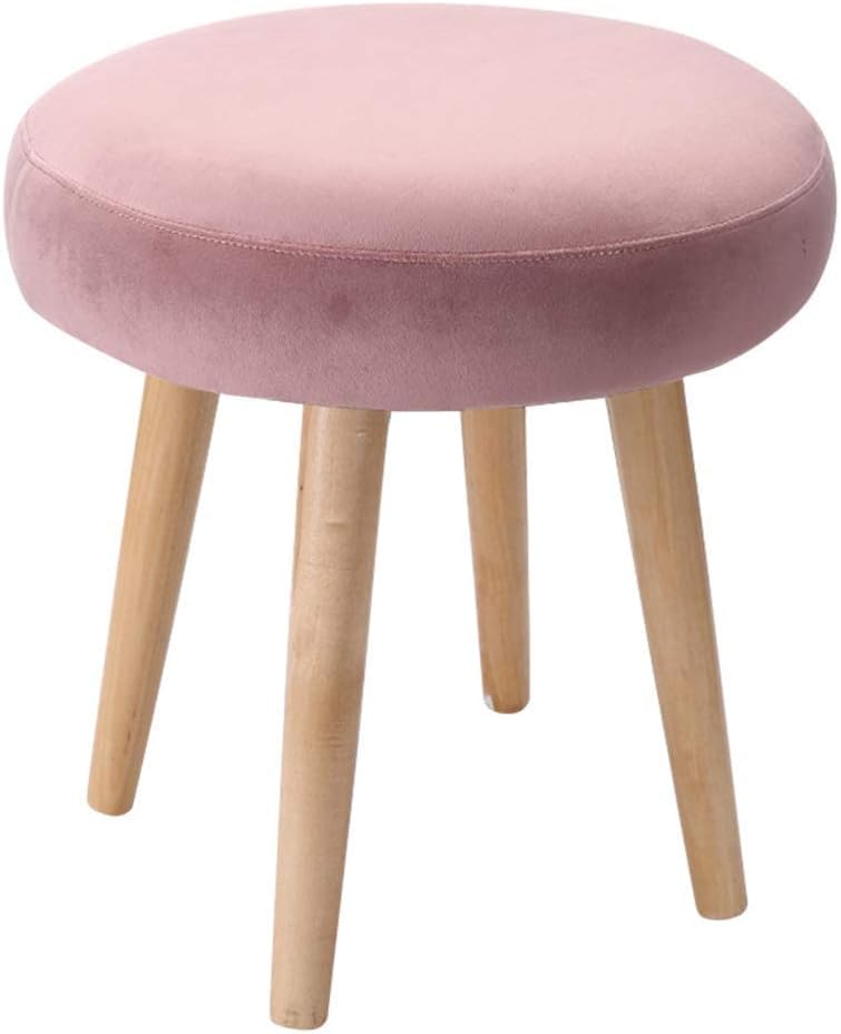BTZHY Vanity Chair,Home Creative Makeup Stool with Solid Wood Frame Small Bench Velvet Upholstered Footstool Round Pouffes Chair Sitting