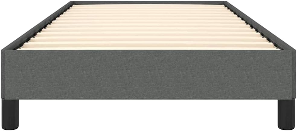 Twin XL Bed Frame Dark Gray Polyester Plywood Engineered Wood with Slatted Base for Mattress Support and Easy Maintenance Modern Bedroom Furniture