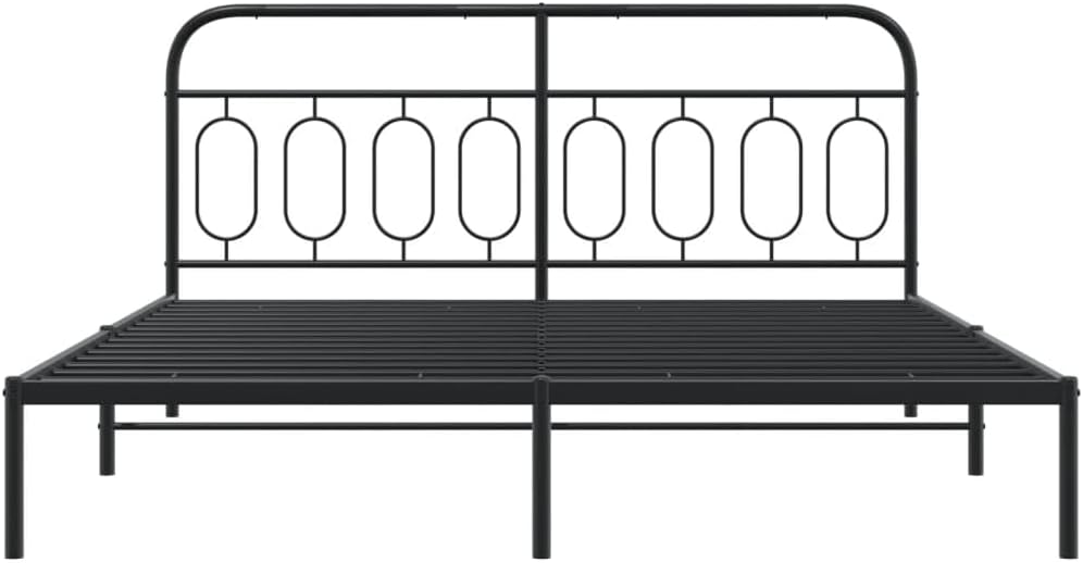 Black Steel Full Bed Frame Rectangular Modern Design Heavy-Duty Metal Platform Bed with Ample Underbed Storage Space for Adults and Guests, Sturdy Construction with Airflow