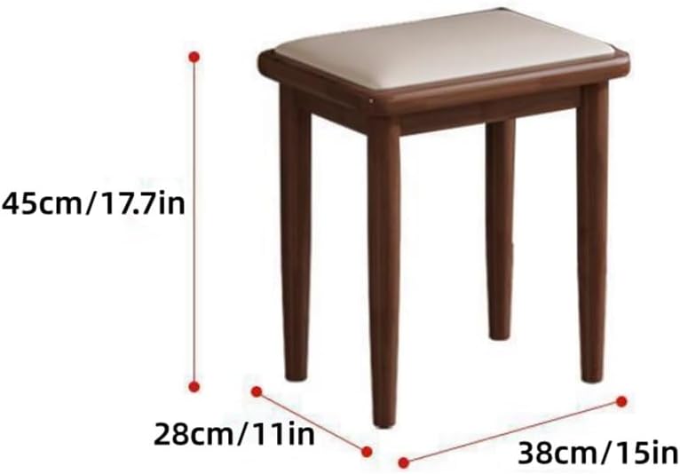 Vanity Stool with Wooden Base, Makeup Stool for Home, Modern and Minimalist Shoe Bench, Vanity Seat Use in Living Room, Bedroom and Entrance Hall(White)