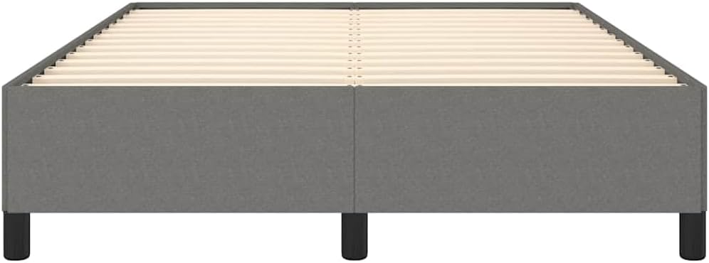 Dark Grey Fabric Bed Frame with Upholstered Headboard, Sturdy Plywood and Engineered Wood Construction for Full Mattress, Modern Bedroom Furniture for Adults, Durable Support