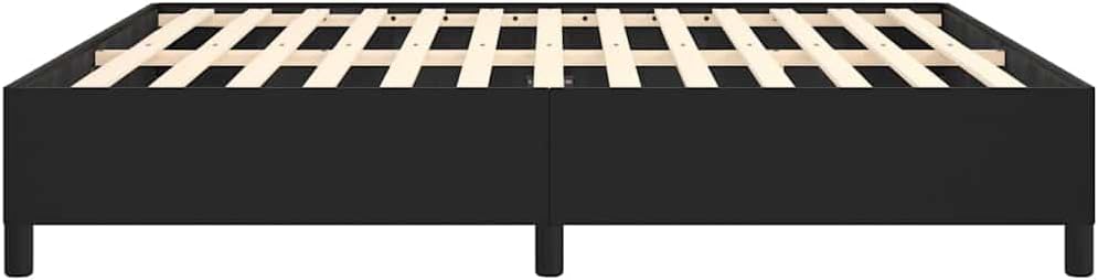 King Size Bed Frame with Faux Leather Finish and Engineered Wood Construction, Black Contemporary Minimalist Design, Supports Up to 1102.3 lb, Durable and Easy Assembly