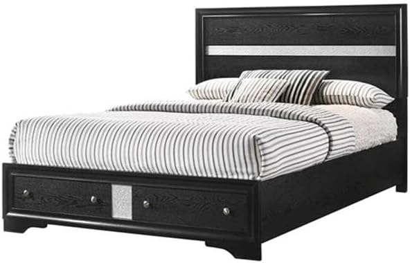 Matrix Traditional Style King 4 PC Storage Bedroom Set in Black Made with Wood