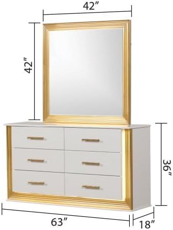 4-Piece King Bedroom Set with Wood & Gold Finish - Contemporary Style
