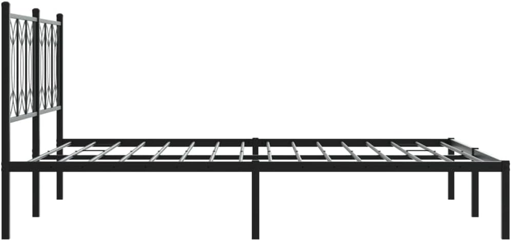 Metal Bed Frame with Headboard Black Queen Size Platform Bed Frame Steel Structure Underbed Storage Space No Mattress Needed for Bedroom Furniture