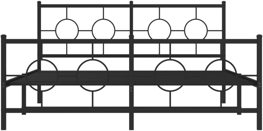 Metal Bed Frame with Footboard Queen Platform Steel Structure 59.1'x78.7' Black Sturdy Support Underbed Storage Space for Bedroom Guest Room