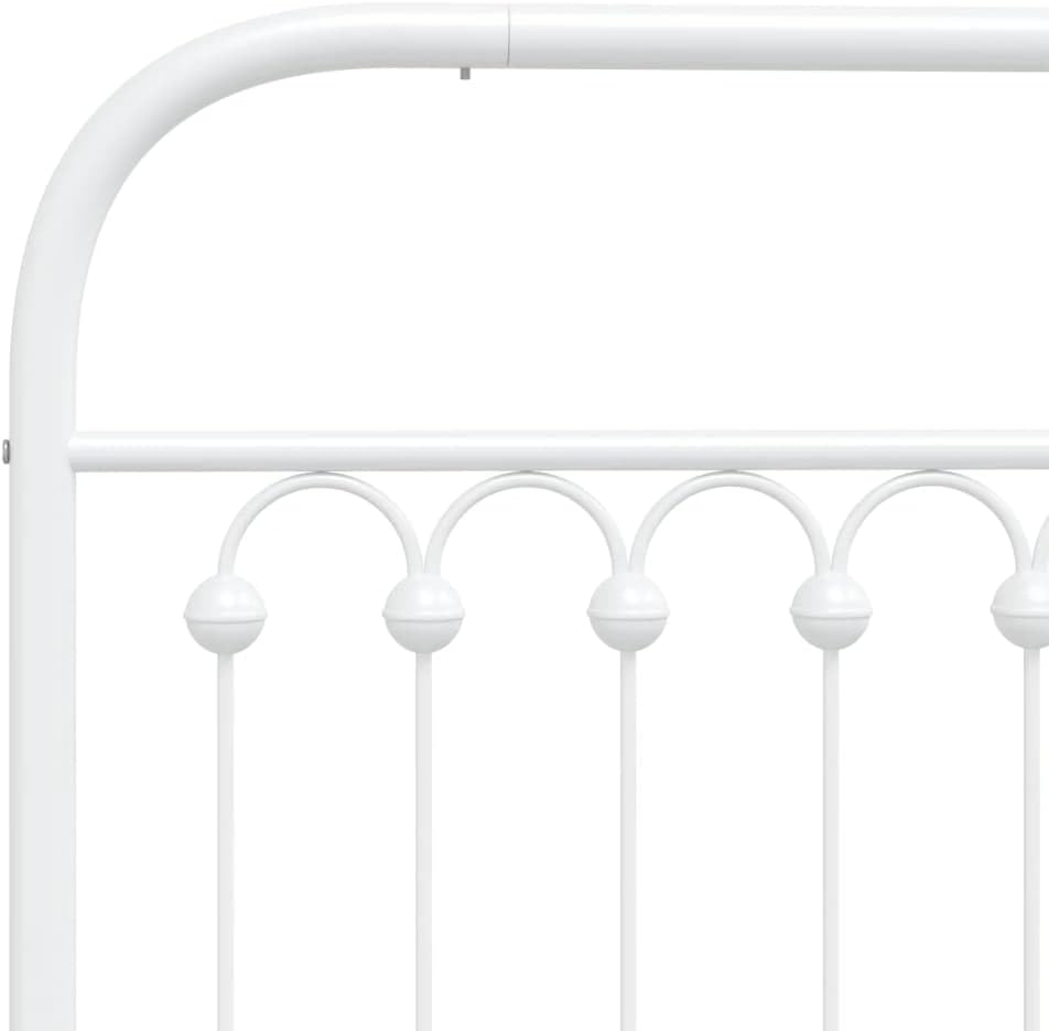 Metal Platform Bed Frame with Headboard and Footboard White Queen Size Steel Sturdy Structure Underbed Storage Space for Bedroom Furniture