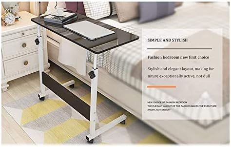 Extendable Rolling Mobility Table Over Bed,Overbed Table Wheels Bedside Desk C-Shaped Base Laptop Desk Home Office Mobile Lap Table, Mobile Laptop Computer Stand Bedside Table Port