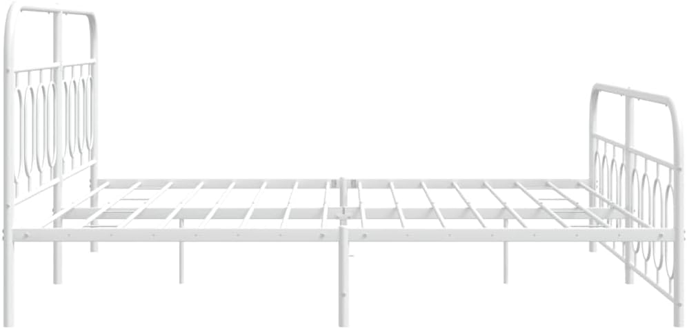 White Steel Full Bed Frame Modern Rectangular Design with Under Bed Storage and Breathable Material, Sturdy Metal Construction for Bedroom, Easy Assembly