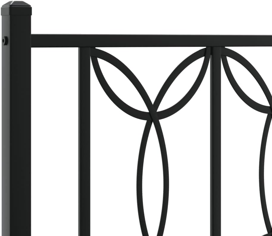 Metal Bed Frame with Headboard Black Queen Size Platform Bed Frame Steel Structure Underbed Storage Space No Mattress Needed for Bedroom Furniture