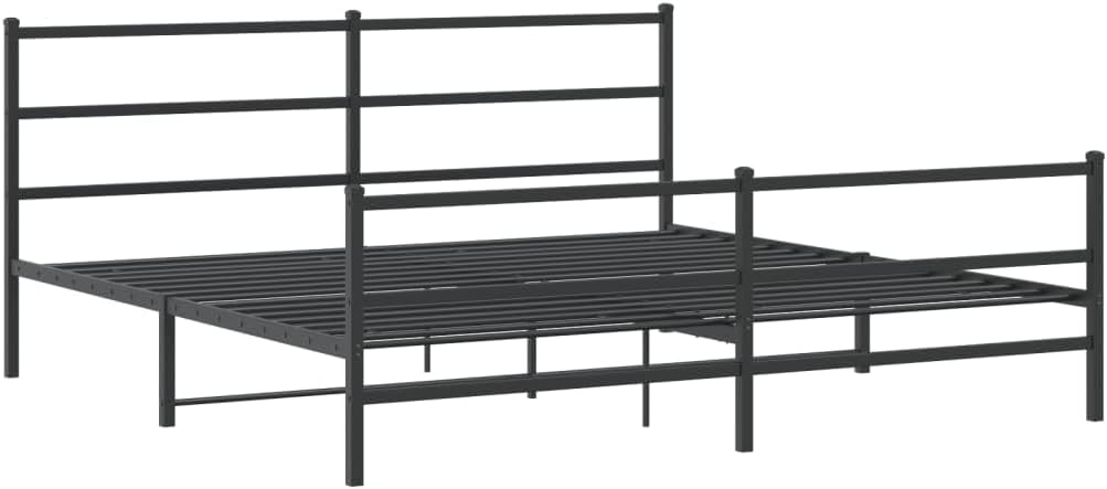 Metal Bed Frame with Footboard Black Queen Platform Bed Frame Sturdy Steel Construction Underbed Storage Space for Bedroom Furniture