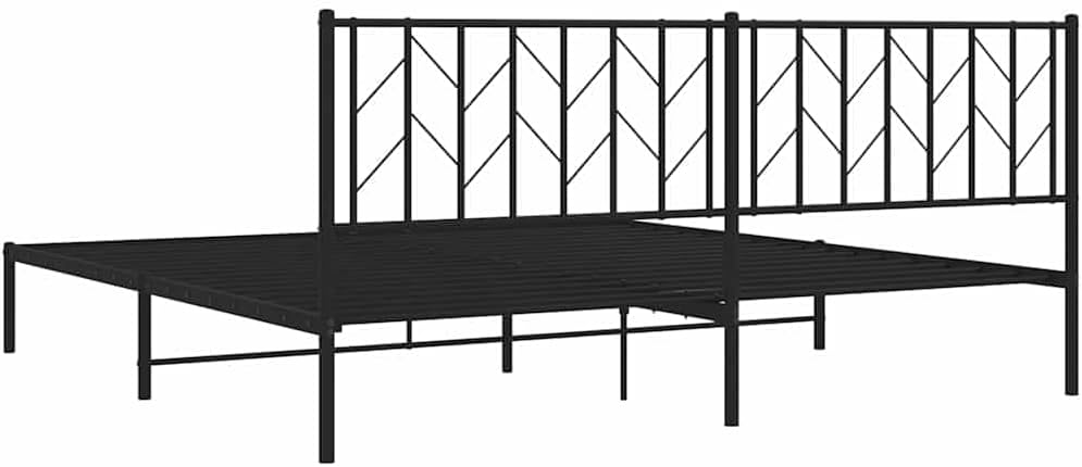 Black Powder-Coated Steel Double Size Bed Frame with Underbed Storage, Modern Design for Sturdy Support and Easy Assembly, Durable Metal Bed Base with Sleek Finish