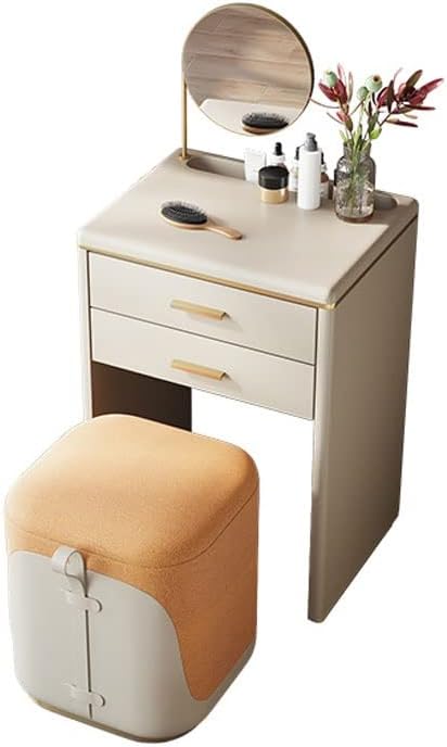 Vanity Benches Vanity Desk Set Ladies Fashion Dresser Bedroom Modern Dresser Bedroom Makeup Jewelry Organizer with Mirror, Stool (Color : A)