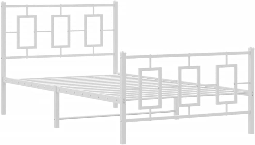 White Powder-Coated Steel Single Bed Frame with Underbed Storage Space Modern Design for Bedroom Apartment