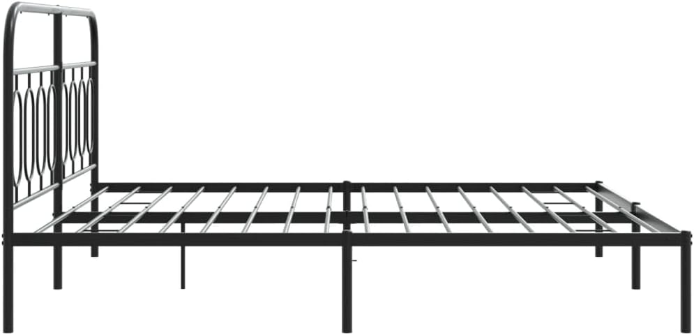 Black Steel Full Bed Frame Rectangular Modern Design Heavy-Duty Metal Platform Bed with Ample Underbed Storage Space for Adults and Guests, Sturdy Construction with Airflow