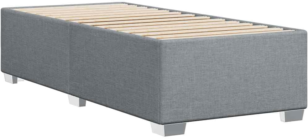 Light Grey Twin XL Bed Frame with Breathable Polyester Fabric and Sturdy Plywood Engineered Wood Construction, 6 Legs for Enhanced Stability and Modern Design
