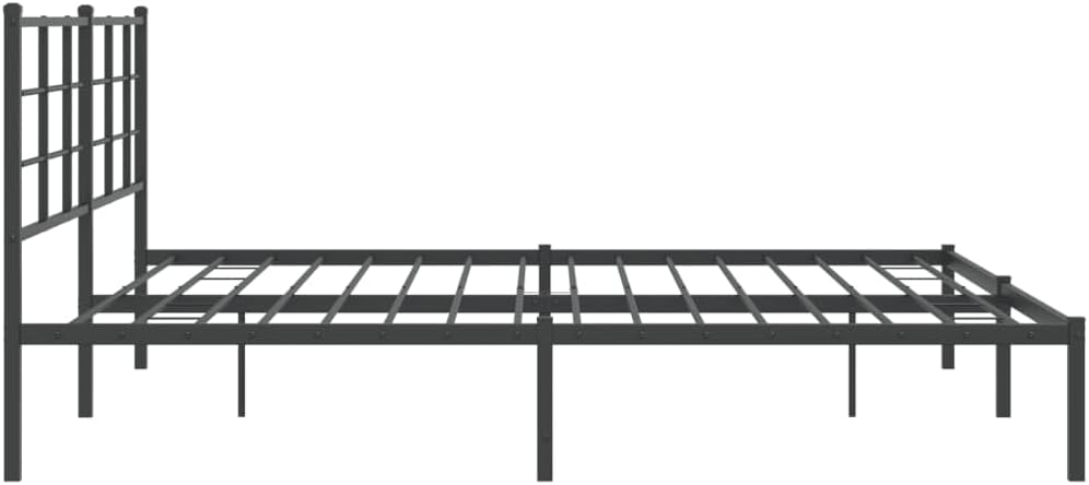 Black Powder-Coated Steel Double Bed Frame with Chic Headboard and Underbed Storage, 4-Piece Modern Bedroom Furniture Set for Enhanced Stability and Organization