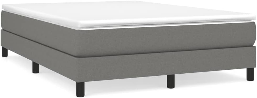Dark Grey Polyester Full Bed Frame with Plywood and Engineered Wood, Breathable Fabric for Comfortable Sleep, Durable Design and Easy Assembly, Modern Bedroom Furniture