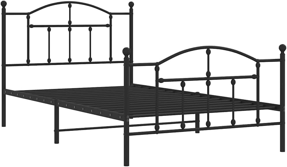 Black Twin Metal Bed Frame with Powder-Coated Steel, Durable Rectangular Design for Bedroom, Sturdy Support and Modern Style, Ample Storage Space, Easy to Clean
