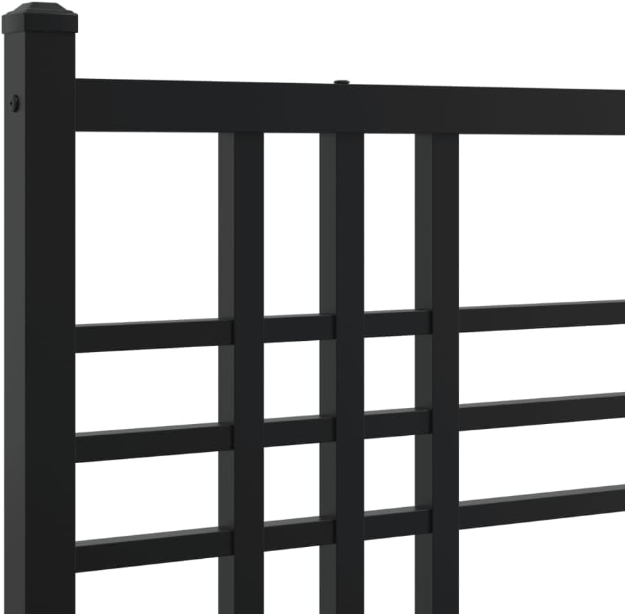 Twin Bed Frame Black Steel Metal Traditional Platform Bed Frame for Bedroom with Elegant Footboard Sturdy Construction
