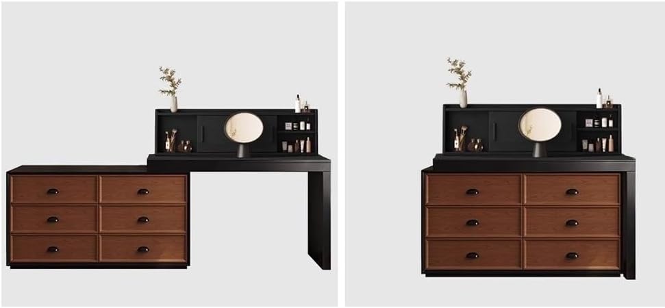 Vanity Table Vintage Solid Wood Vanity Dresser Set - Chic French Corner Makeup Table with Storage Cabinet