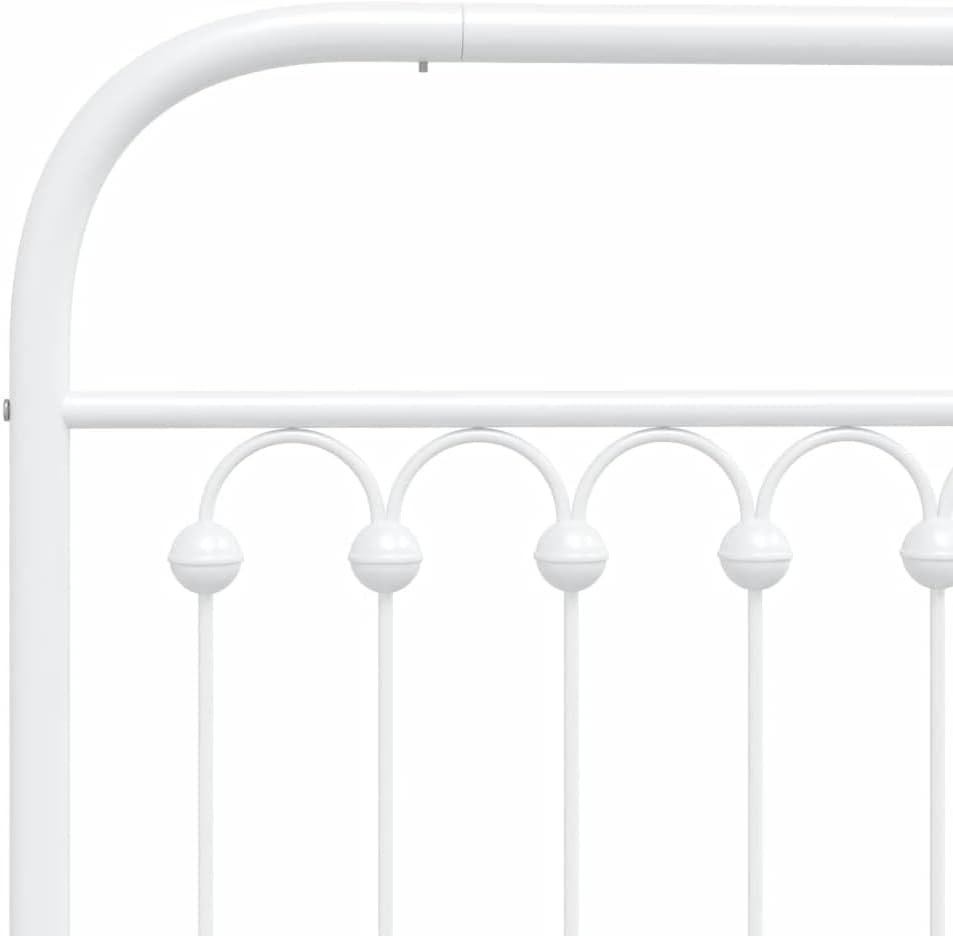 Steel Bed Frame with Footboard White Queen/Twin Size Platform Bed Frame Metal Slats Underbed Storage for Bedroom Furniture