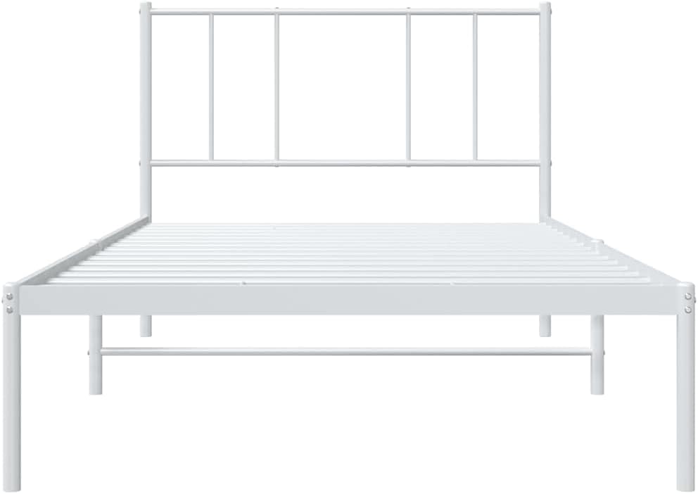 Twin XL Metal Platform Bed Frame with Headboard White 39.4'x78.7' - Sturdy Steel Frame, Noise Free Design, Underbed Storage Space for Bedroom Furniture