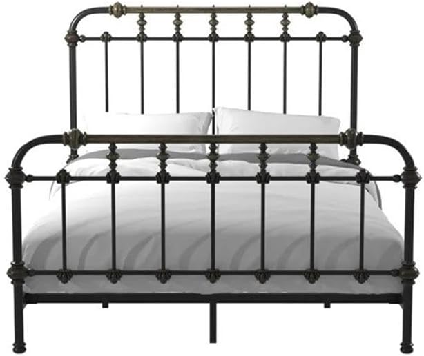 BOWERY HILL King Size Spindle Bed with Headboard and Footboard, Platform in Metal, in Black, Easy Assembly, Up to 600 lbs Weight Capacity